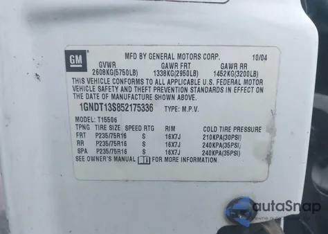 2005 Chevrolet Trailblazer Ls from USA, damaged, VIN 1GNDT13S852175336